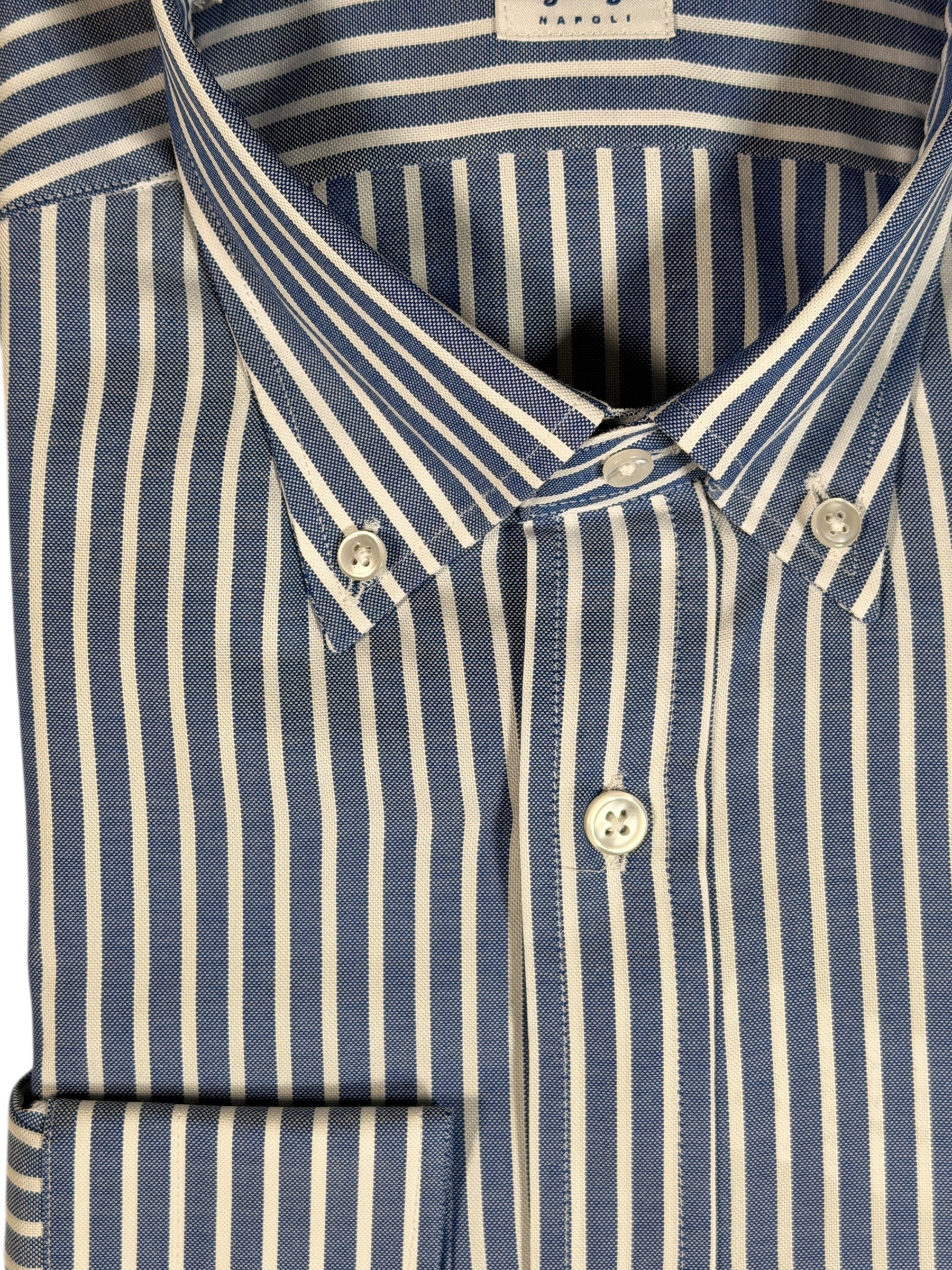 GIANGI NAPOLI MEN'S SHIRT - CHAMBRAY PANAMA STRIPE