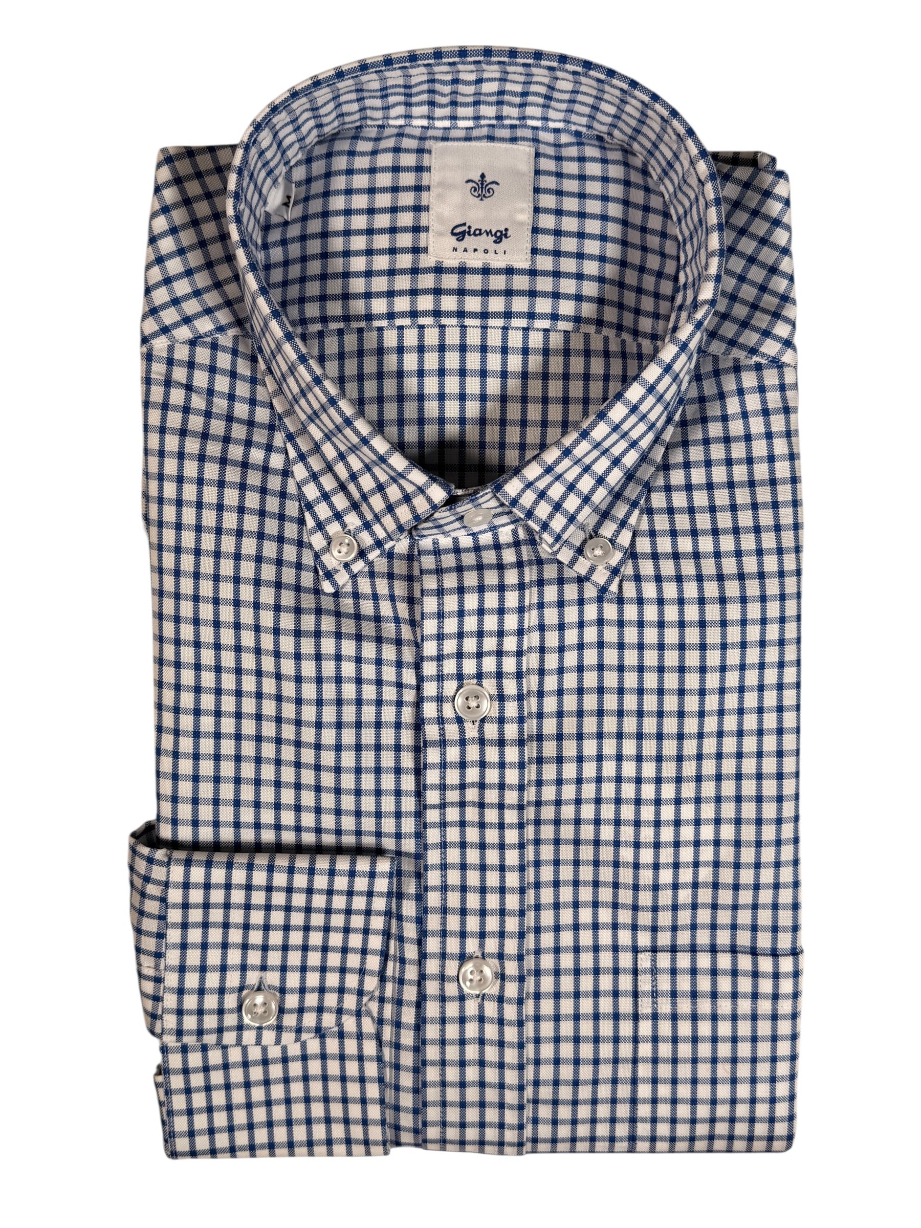 GIANGI NAPOLI MEN'S SHIRT - NAVY PANAMA CHECK
