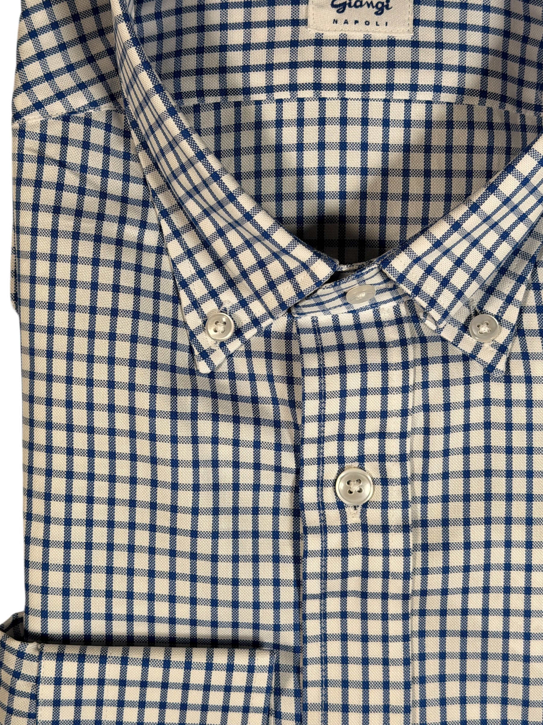 GIANGI NAPOLI MEN'S SHIRT - NAVY PANAMA CHECK