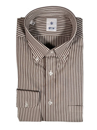GIANGI NAPOLI MEN'S SHIRT - BROWN STRIPE