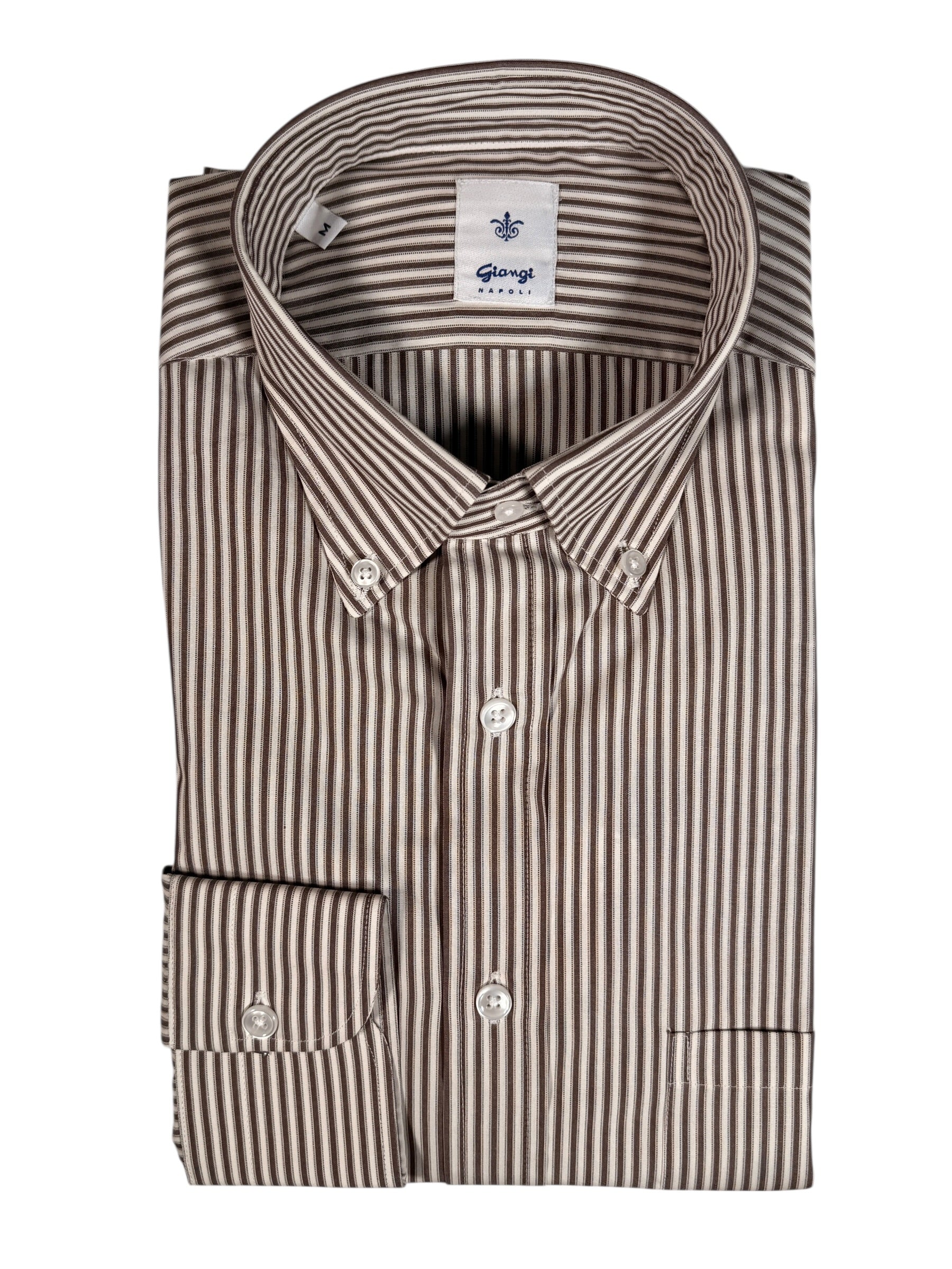 GIANGI NAPOLI MEN'S SHIRT - BROWN STRIPE