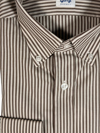 GIANGI NAPOLI MEN'S SHIRT - BROWN STRIPE