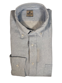 GIANGI NAPOLI MEN'S LINEN BLEND SHIRT - LIGHT BLUE HOUNDSTOOTH