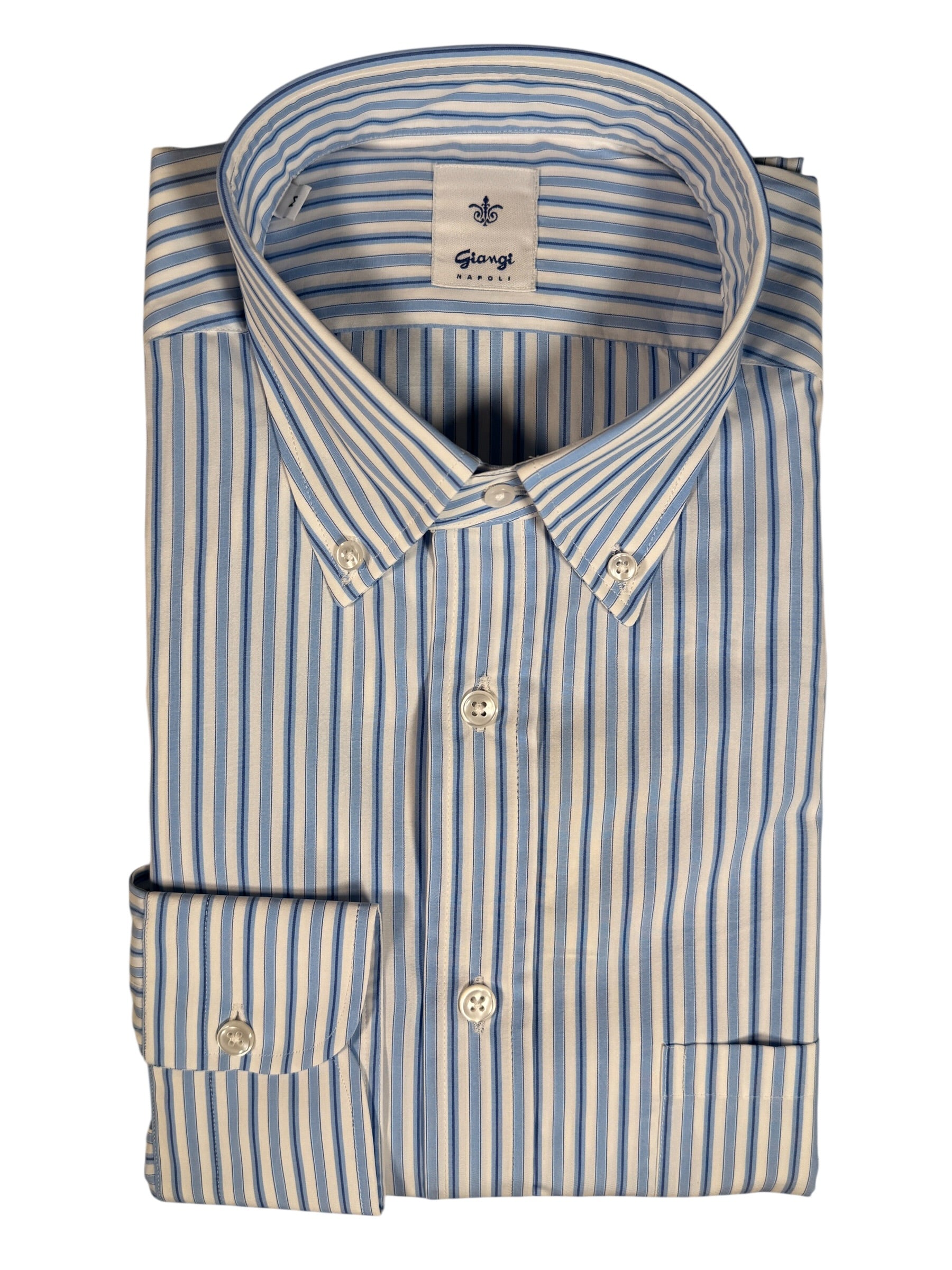 GIANGI NAPOLI MEN'S SHIRT - BLUE/NAVY EXTRAFINE STRIPE