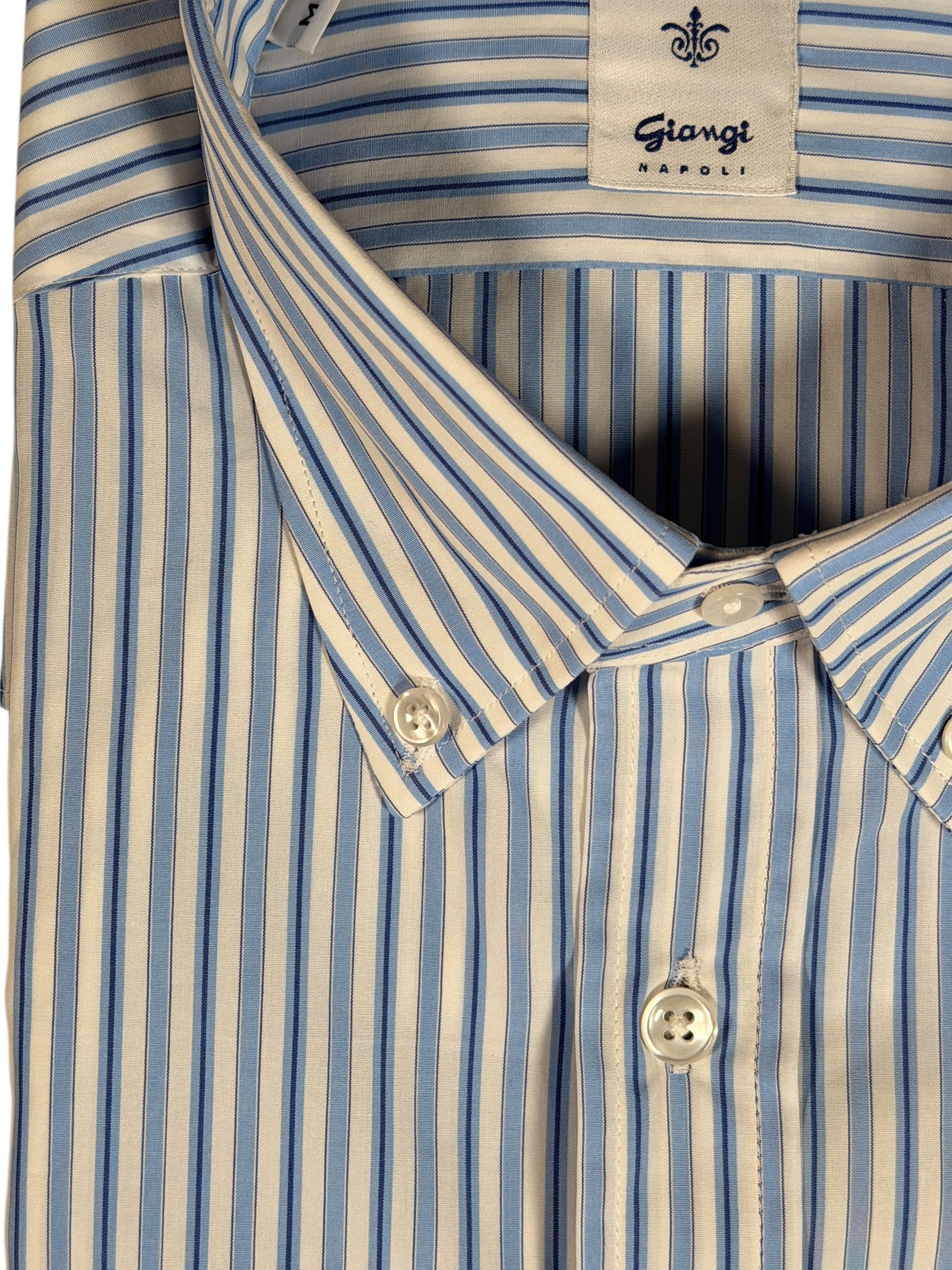 GIANGI NAPOLI MEN'S SHIRT - BLUE/NAVY EXTRAFINE STRIPE