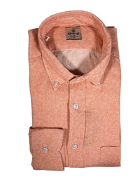 GIANGI NAPOLI MEN'S LINEN BLEND SHIRT - ORANGE HOUNDSTOOTH