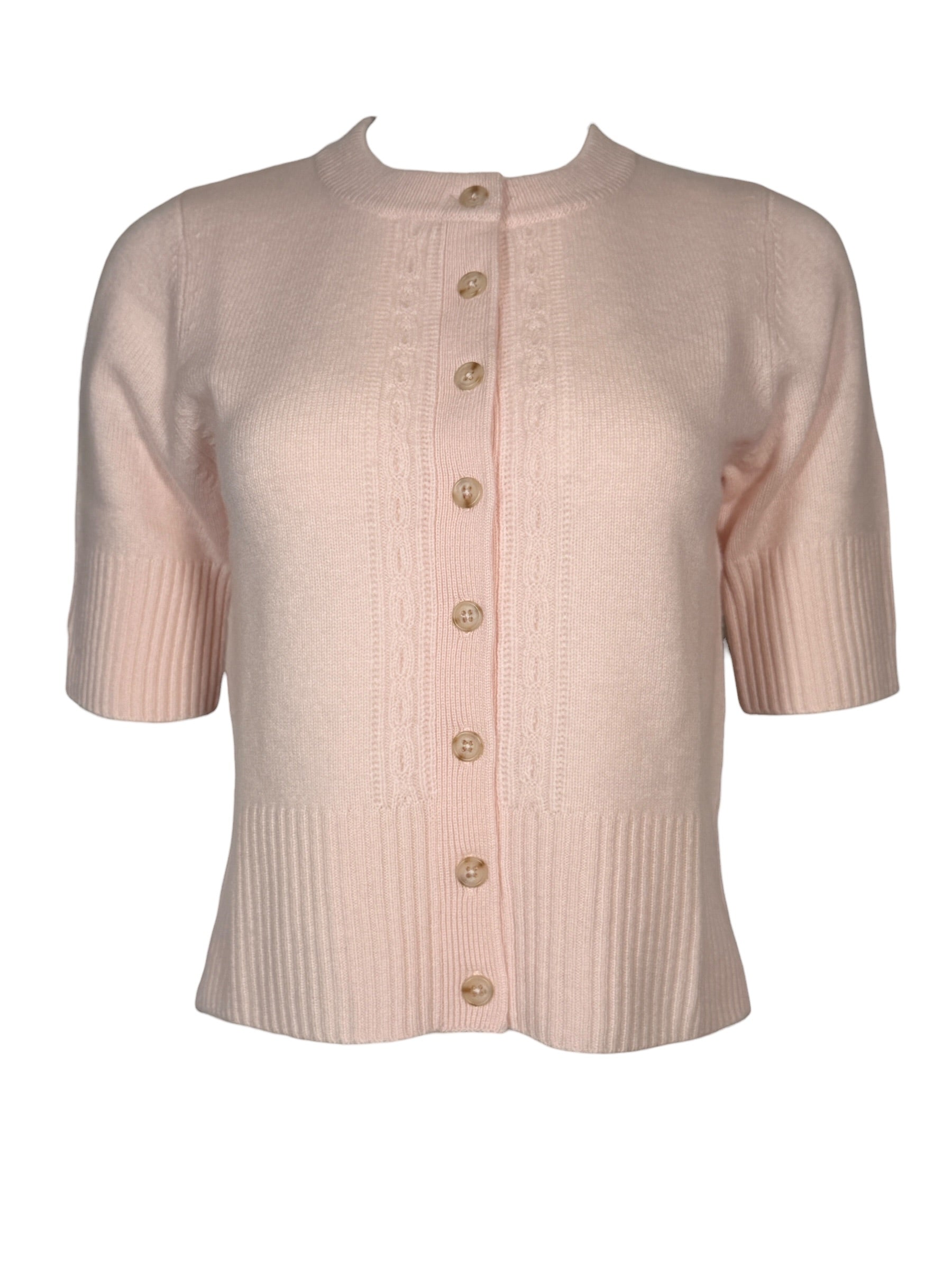 REPEAT CASHMERE CARDIGAN WITH RIB DETAIL - GLOSS
