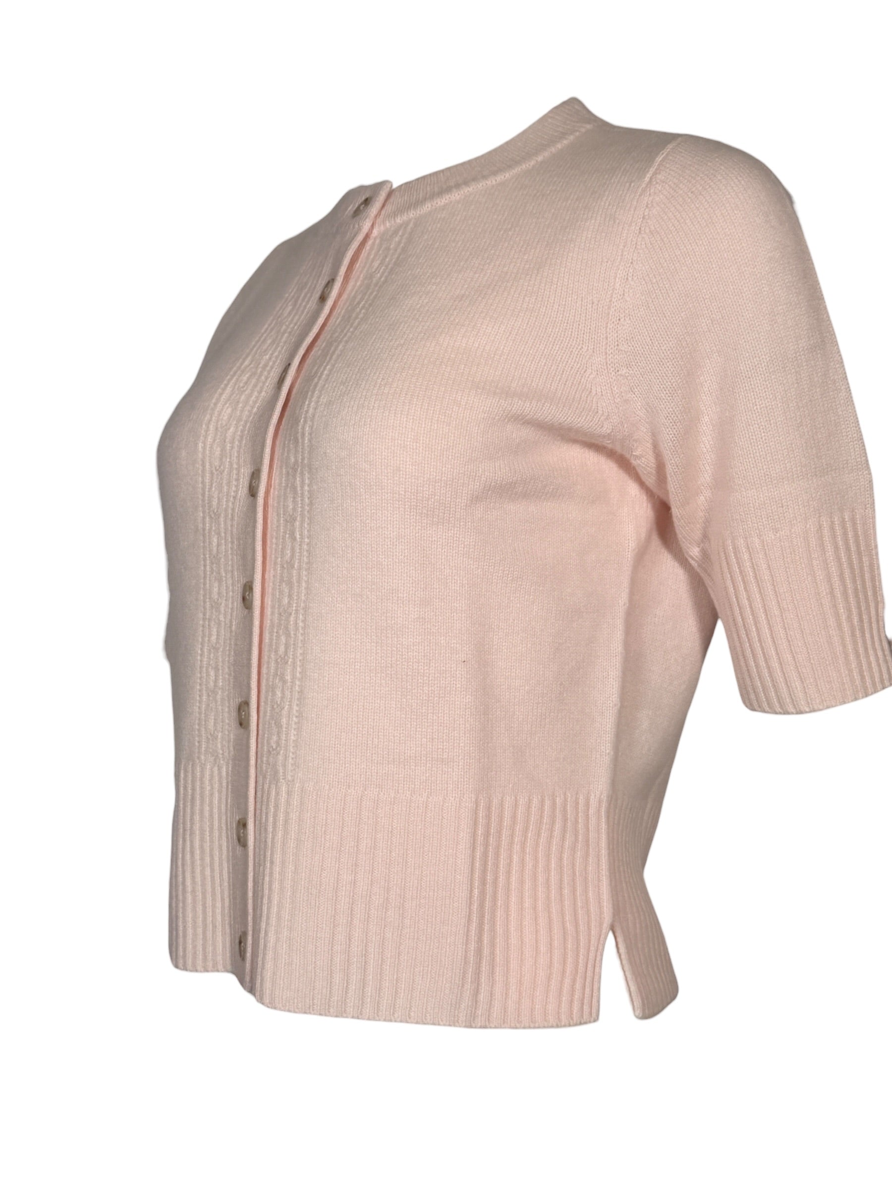 REPEAT CASHMERE CARDIGAN WITH RIB DETAIL - GLOSS