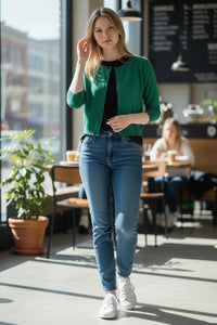 REPEAT CASHMERE CARDIGAN - GREEN