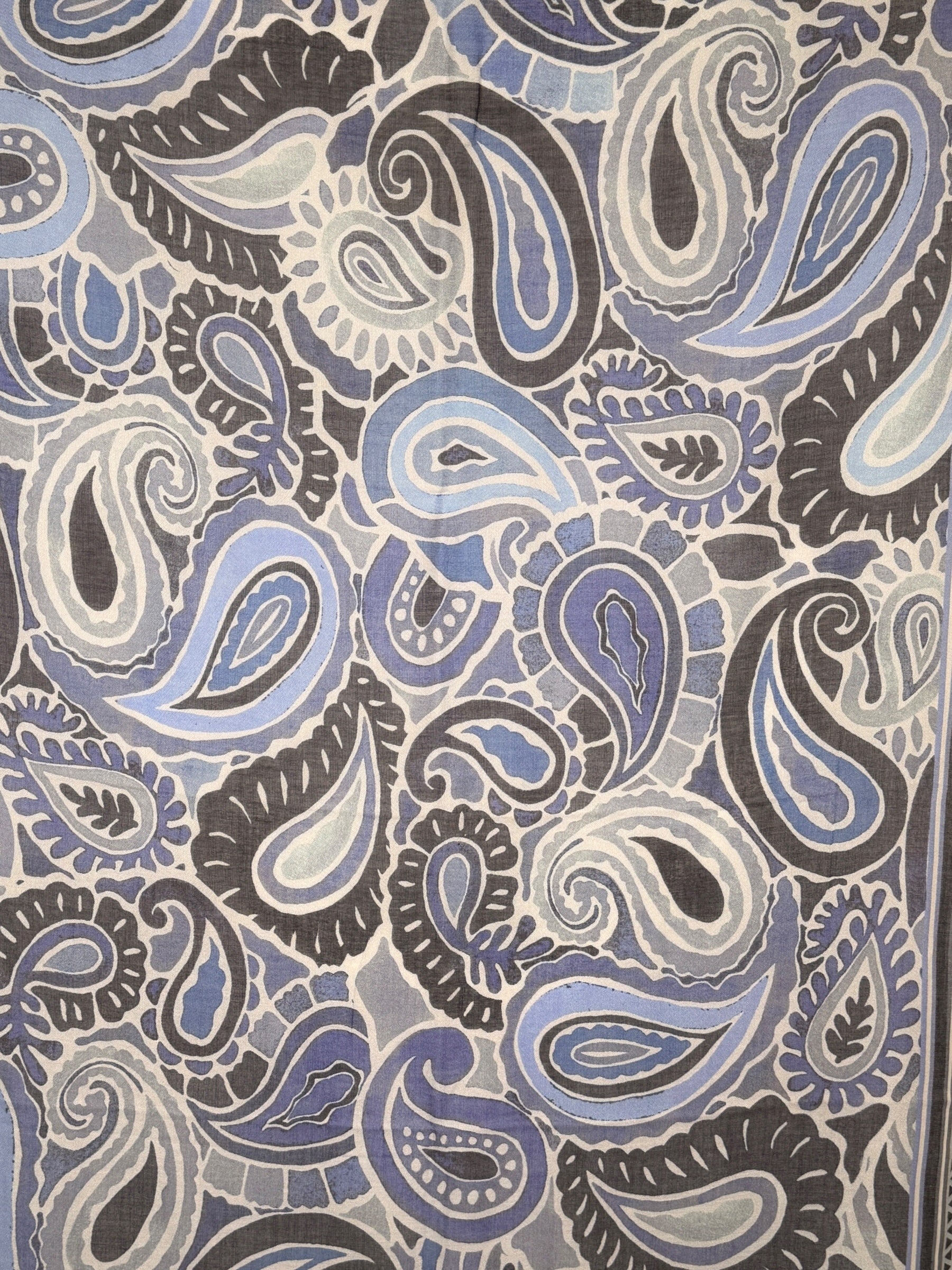 19ANDREA'S47 CASHMERE & SILK SCARF - NAVY PAISLEY
