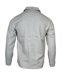 BUTTON DOWN MEN’S HERRINGBONE SAFARI JACKET - STEEL BLUE