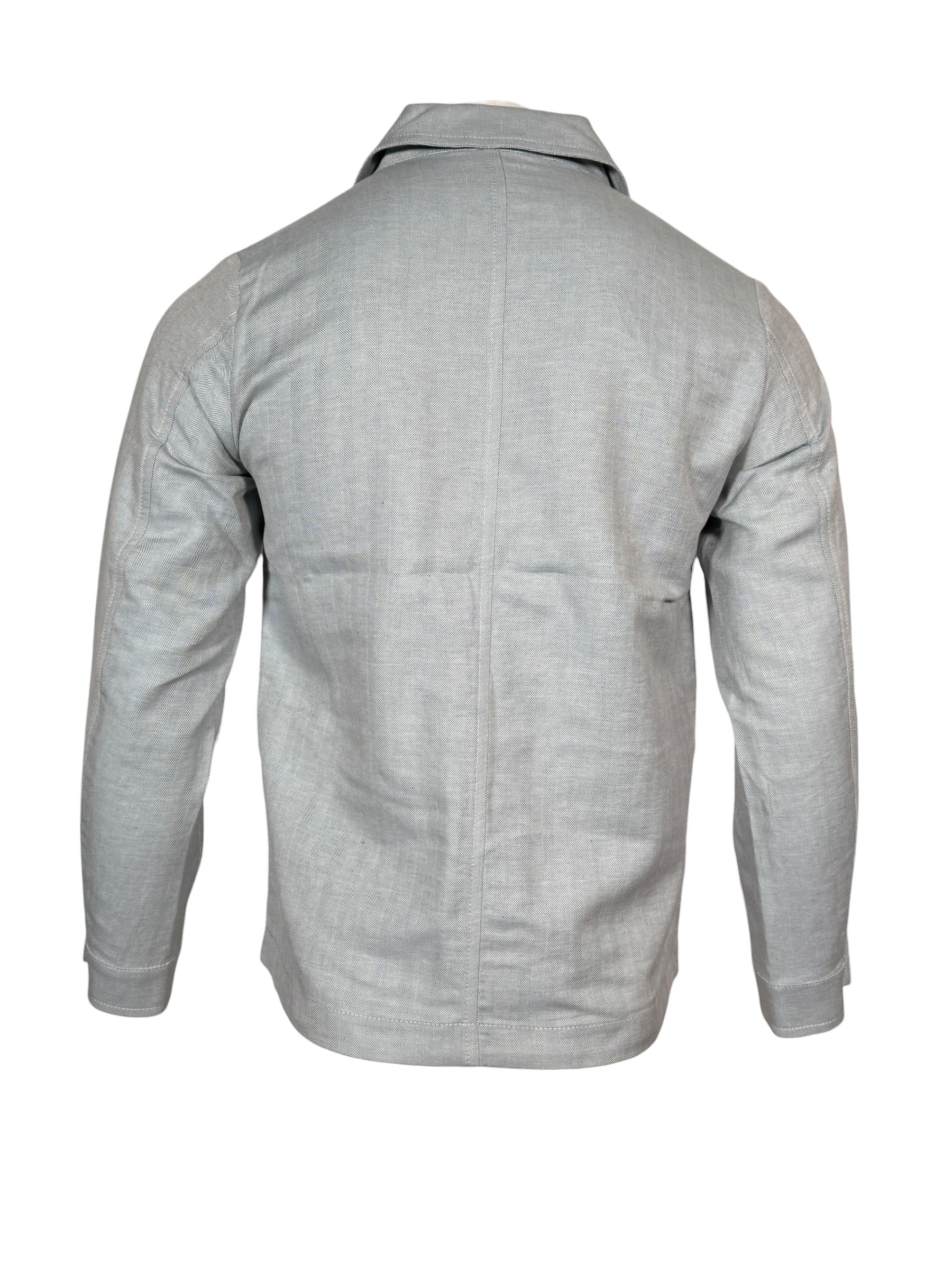 BUTTON DOWN MEN’S HERRINGBONE SAFARI JACKET - STEEL BLUE