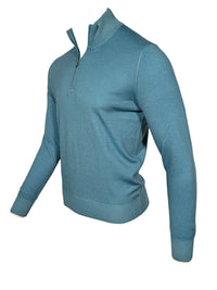 BUTTON DOWN VINTAGE 1/4 ZIP SWEATER - SAPPHIRE BLUE