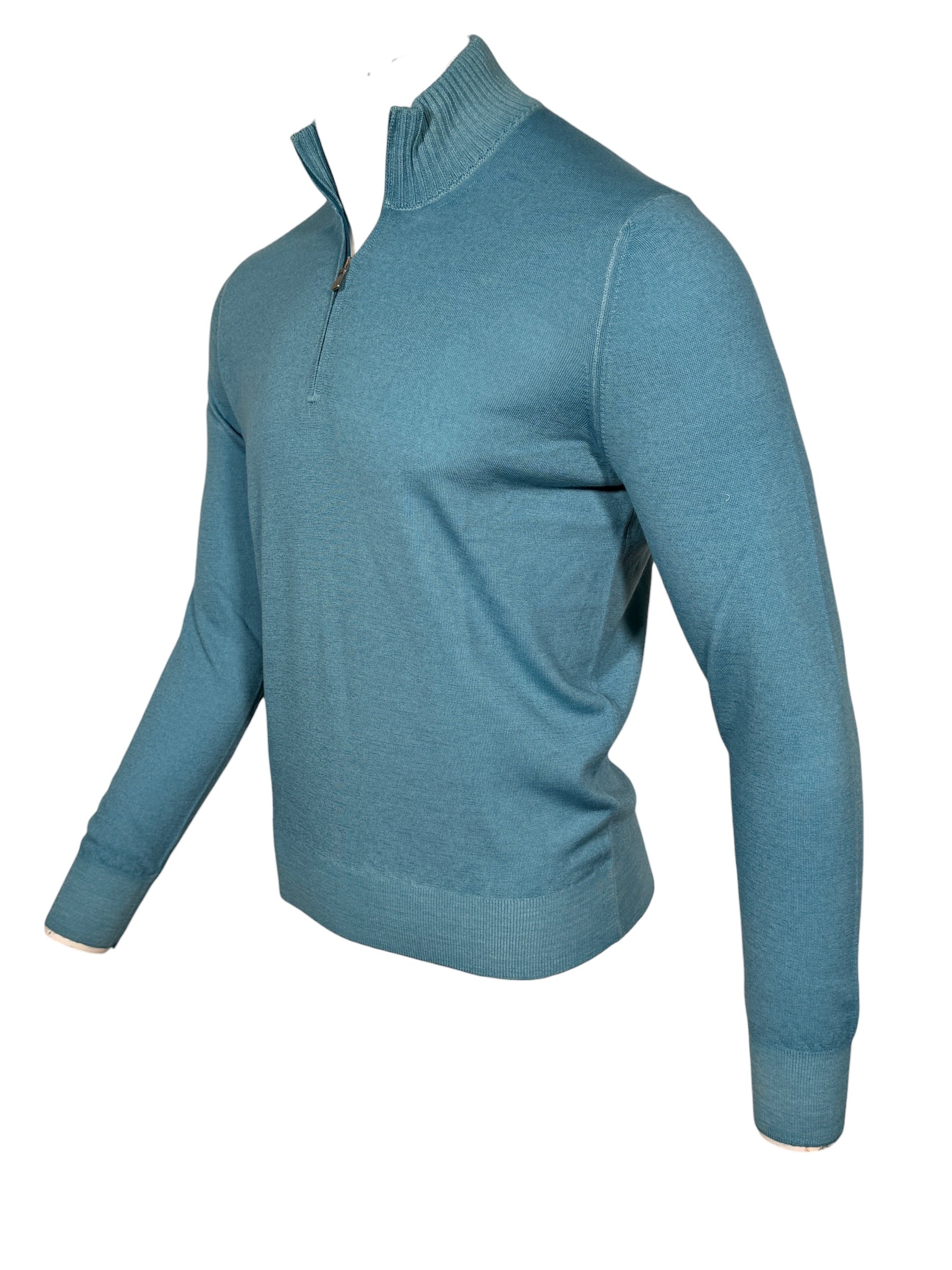 BUTTON DOWN VINTAGE 1/4 ZIP SWEATER - SAPPHIRE BLUE