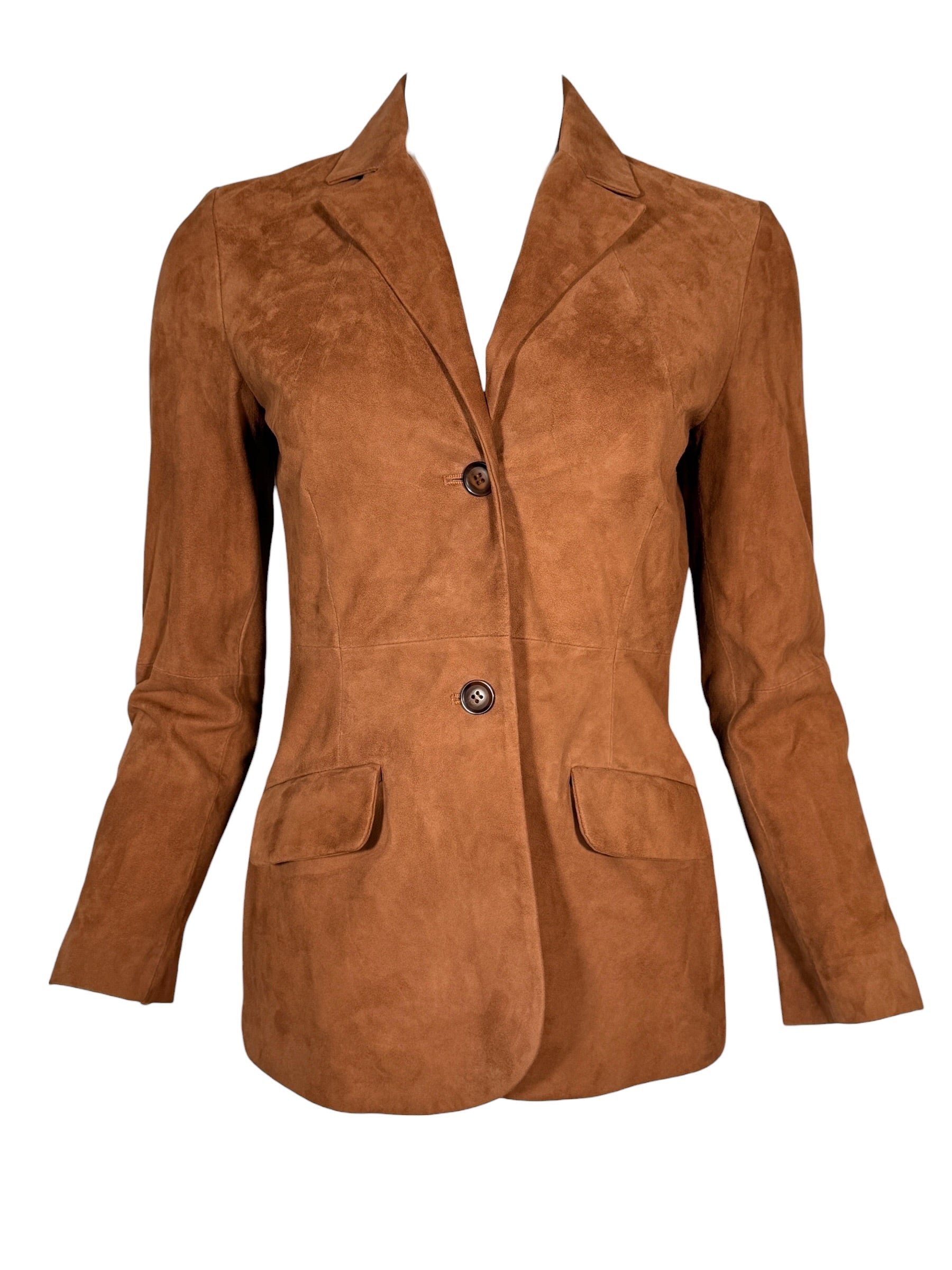 VIA MASINI 80 WOMEN'S SUEDE BLAZER - CUOIO