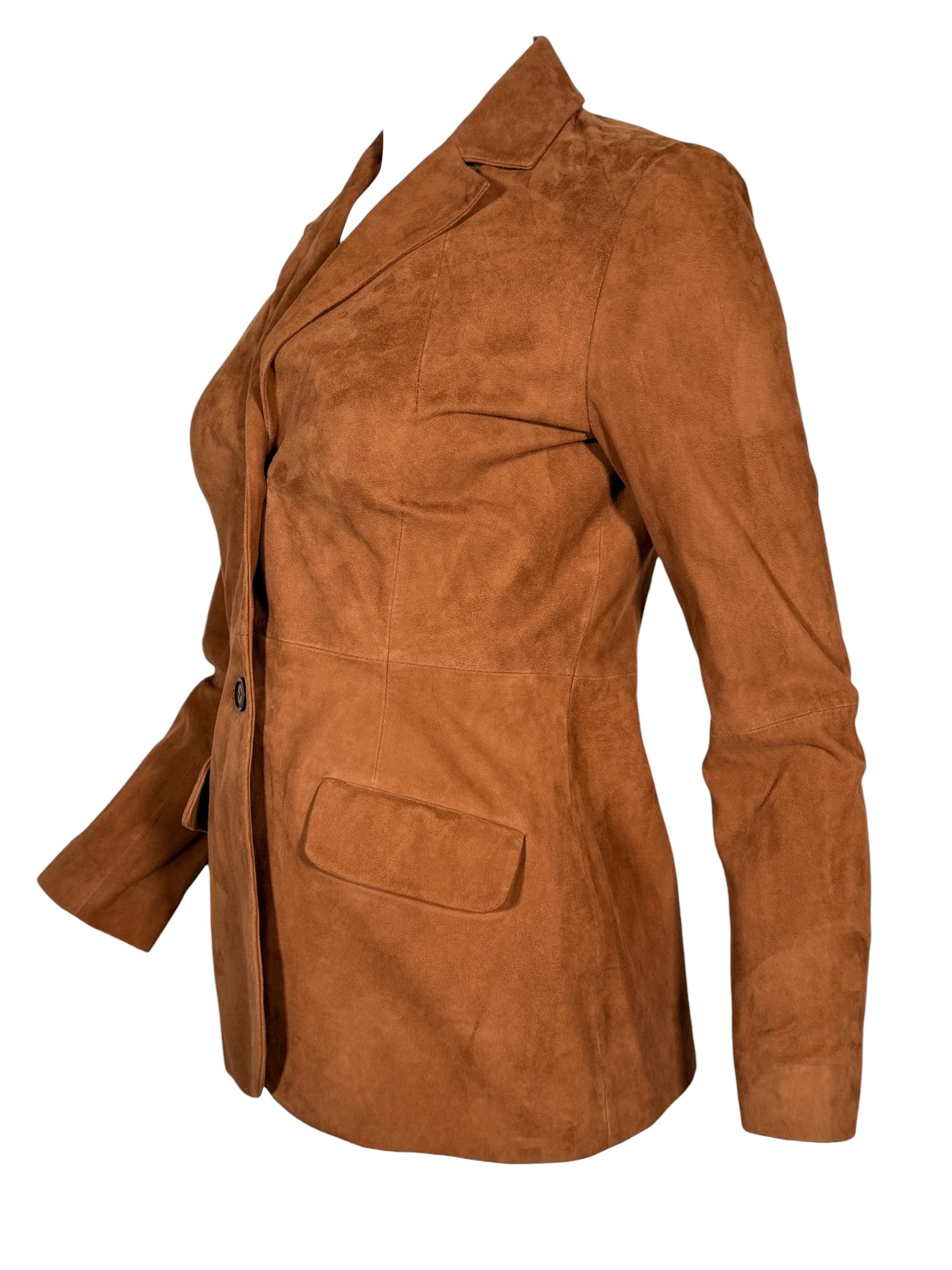 VIA MASINI 80 WOMEN'S SUEDE BLAZER - CUOIO