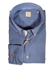 GMF 965 MEN'S COTTON SPORT SHIRT - NAVY MICRO CHECK