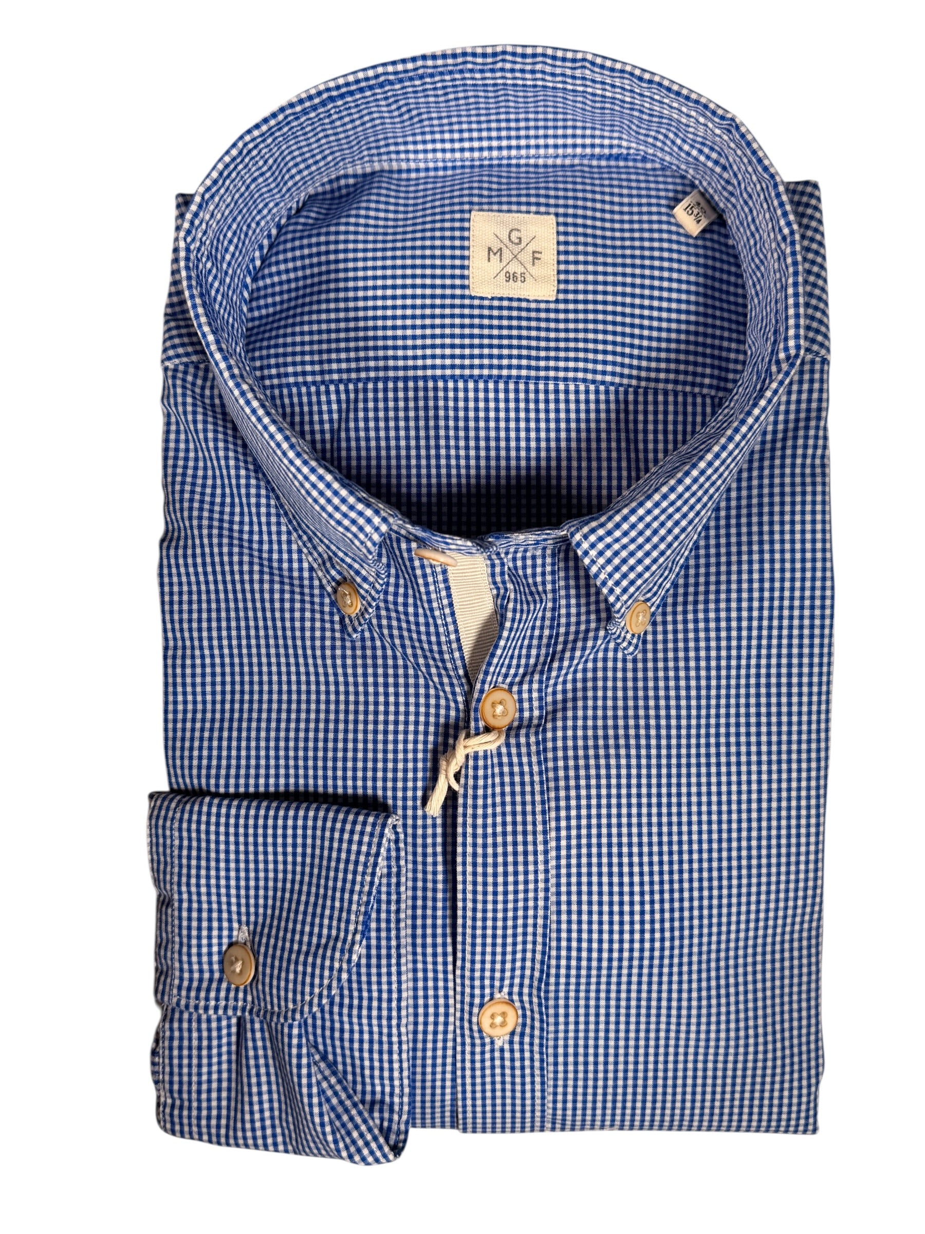 GMF 965 MEN'S COTTON SPORT SHIRT - NAVY MICRO CHECK