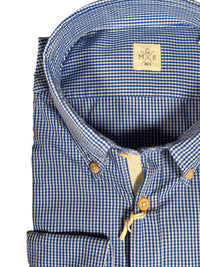 GMF 965 MEN'S COTTON SPORT SHIRT - NAVY MICRO CHECK