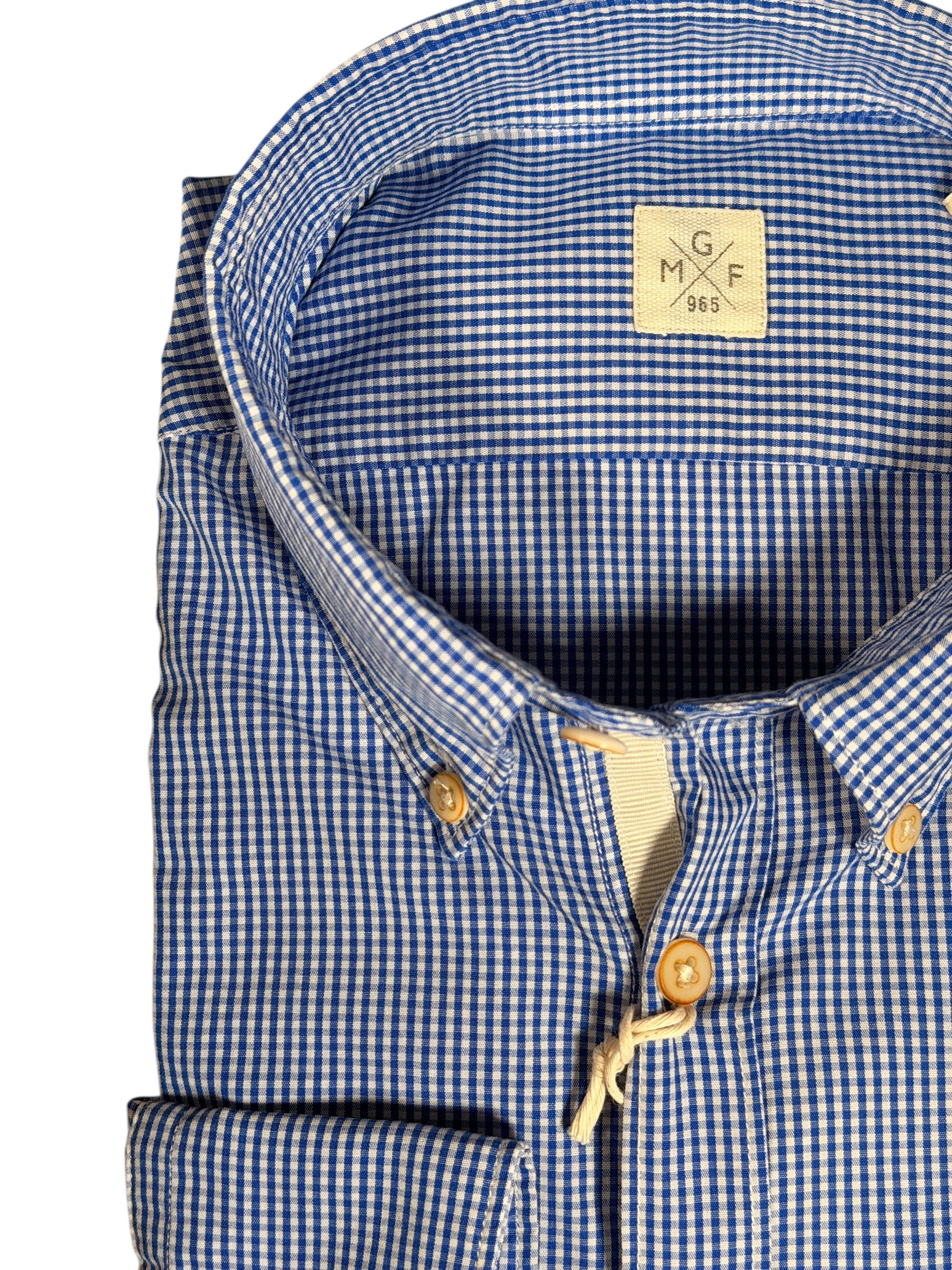 GMF 965 MEN'S COTTON SPORT SHIRT - NAVY MICRO CHECK