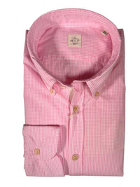 GMF 965 MEN'S COTTON SPORT SHIRT - PINK MICRO CHECK