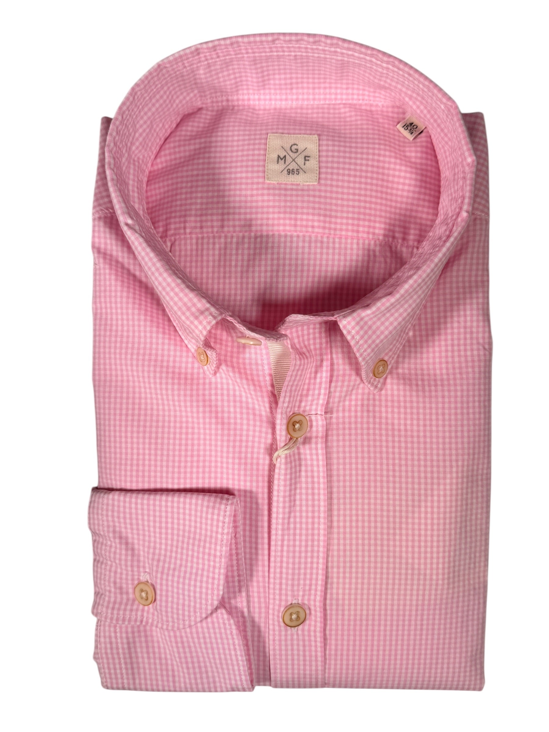 GMF 965 MEN'S COTTON SPORT SHIRT - PINK MICRO CHECK
