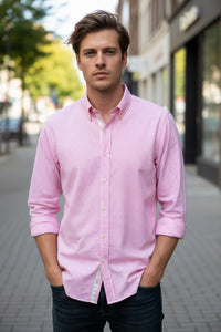 GMF 965 MEN'S COTTON SPORT SHIRT - PINK MICRO CHECK