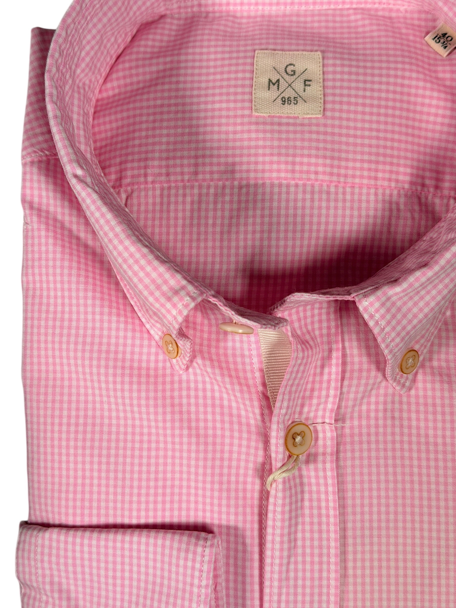 GMF 965 MEN'S COTTON SPORT SHIRT - PINK MICRO CHECK