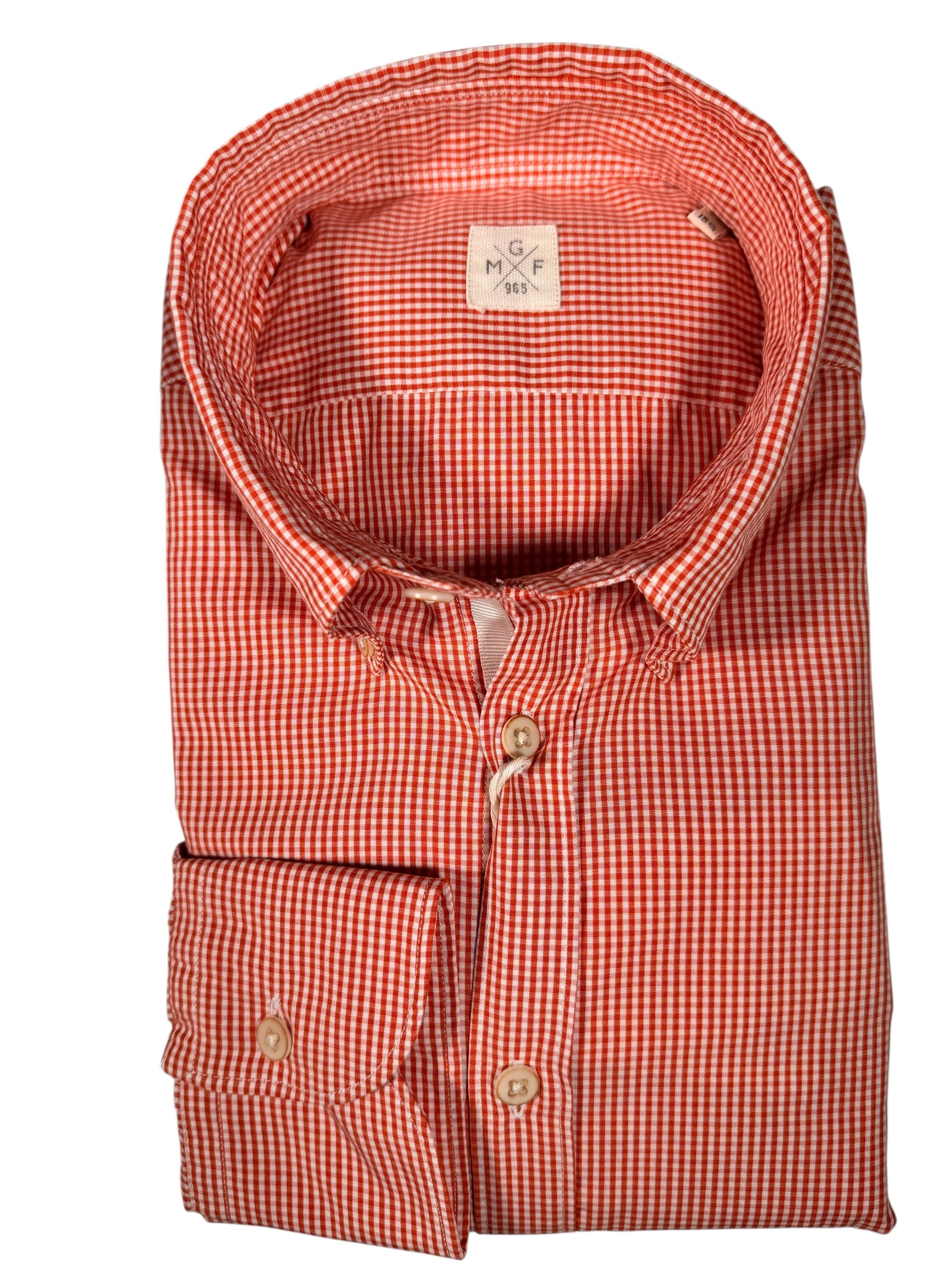 GMF 965 MEN'S COTTON SPORT SHIRT - ORANGE MICRO CHECK