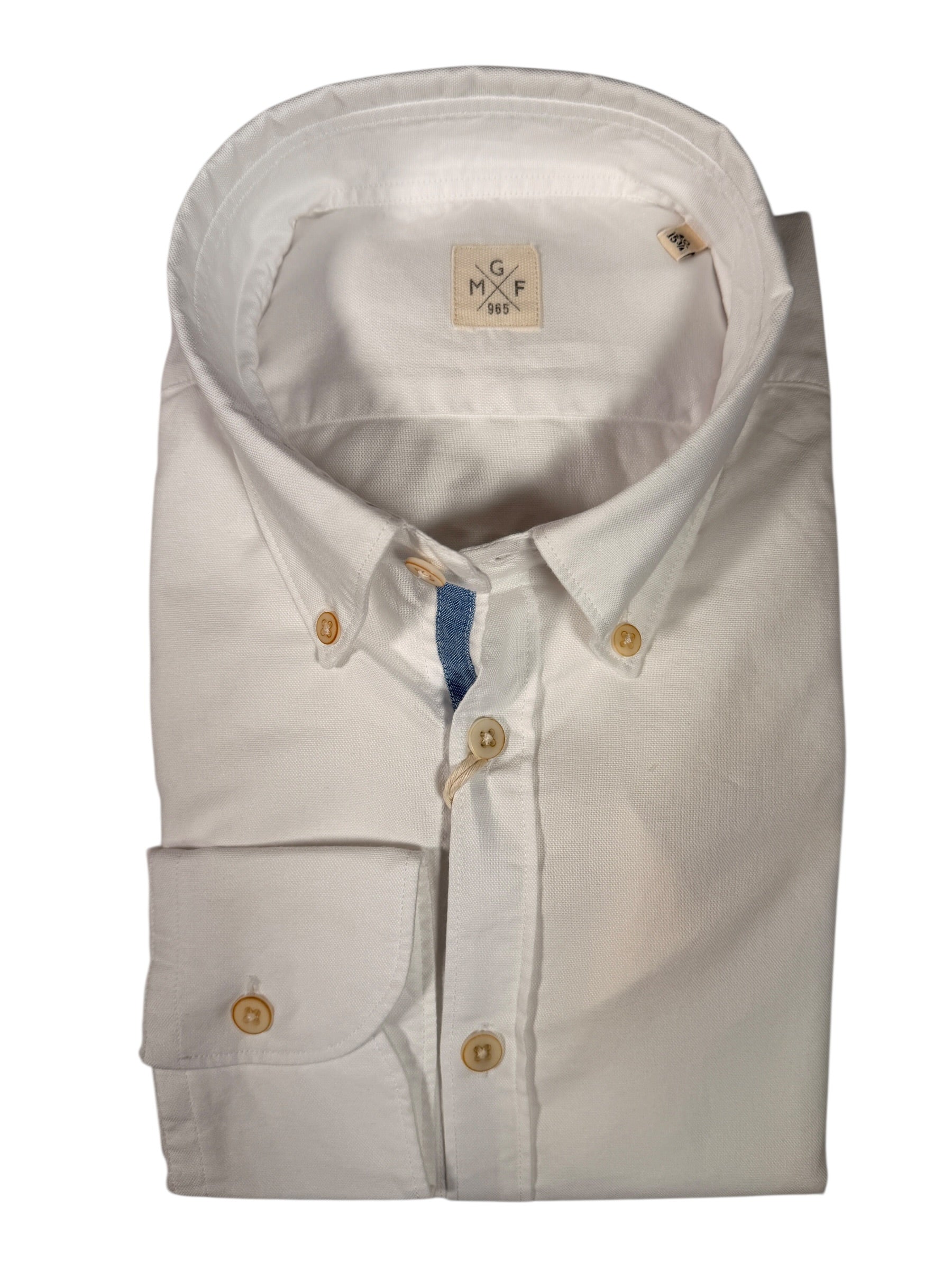 GMF 965 MEN'S COTTON SPORT SHIRT - WHITE SUMMER OXFORD