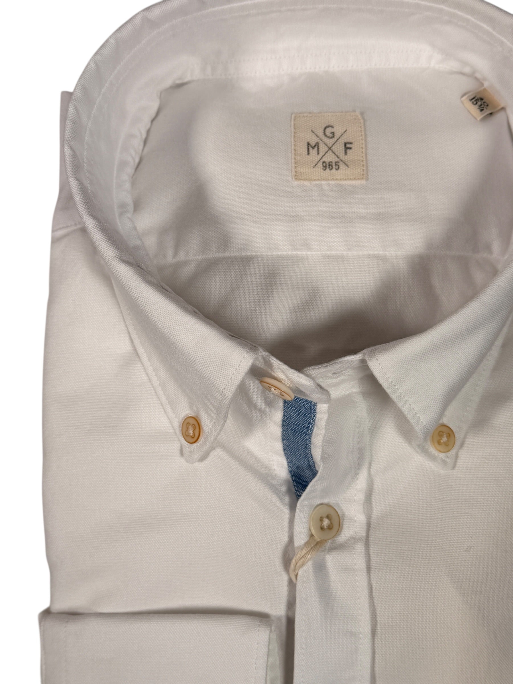 GMF 965 MEN'S COTTON SPORT SHIRT - WHITE SUMMER OXFORD