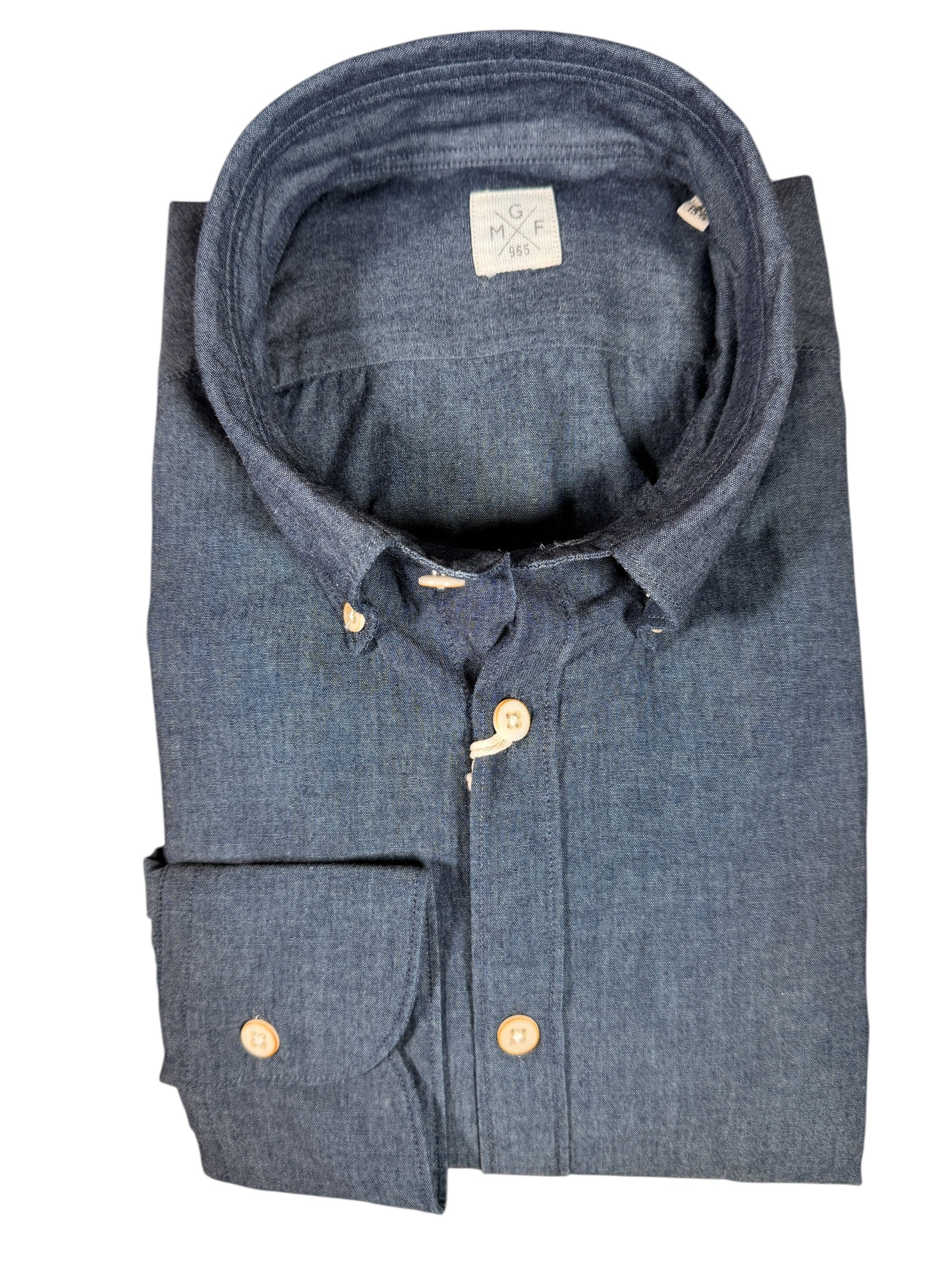 GMF 965 MEN'S DENIM SPORT SHIRT - DARK BLUE WASH