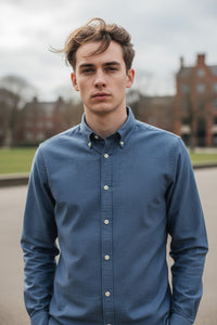 GMF 965 MEN'S DENIM SPORT SHIRT - DARK BLUE WASH