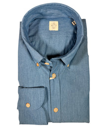 GMF 965 MEN'S DENIM SPORT SHIRT - MID BLUE WASH