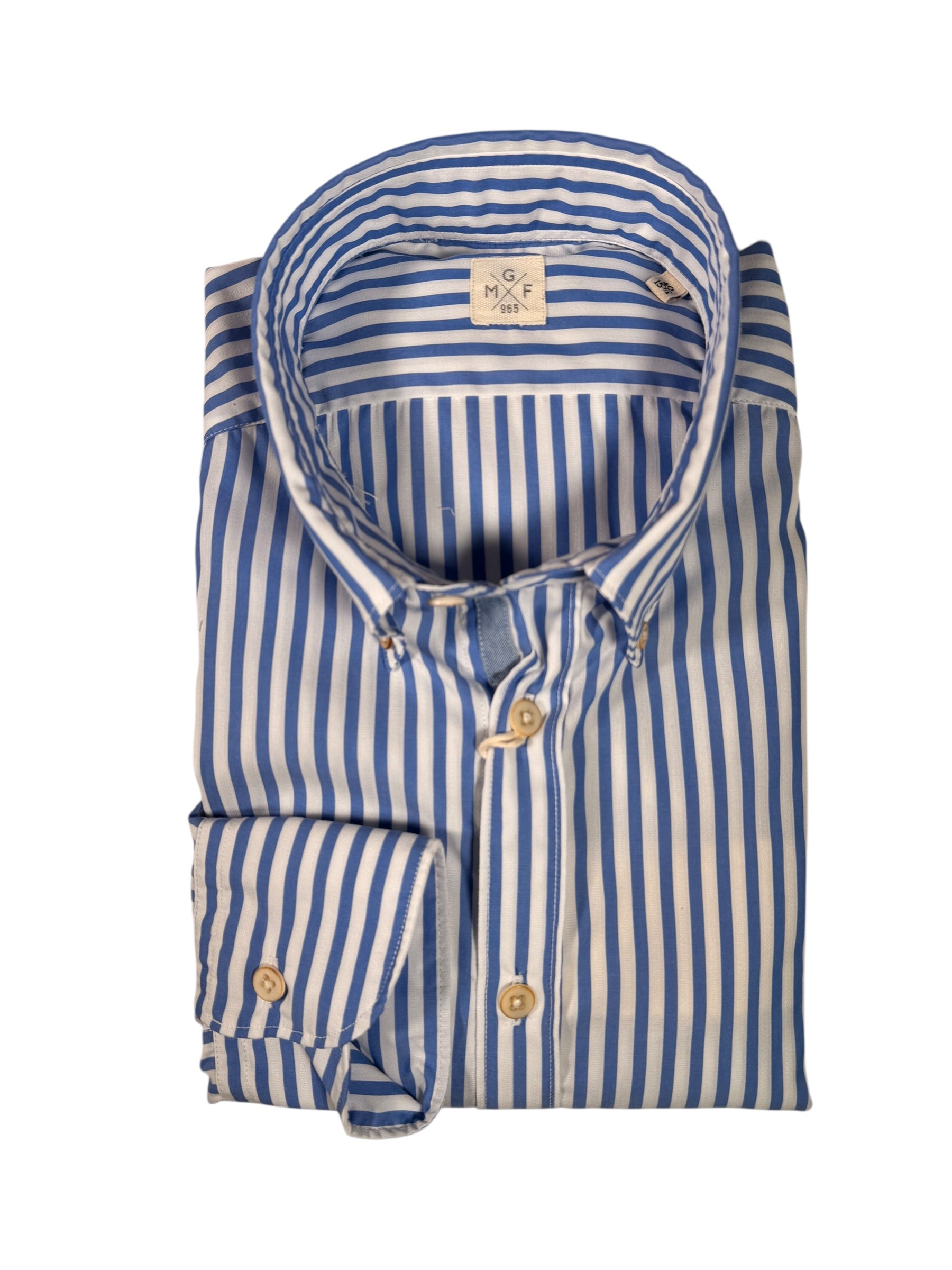 GMF 965 MEN'S COTTON SPORT SHIRT - ROYAL BLUE EVEN STRIPE
