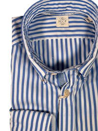 GMF 965 MEN'S COTTON SPORT SHIRT - ROYAL BLUE EVEN STRIPE