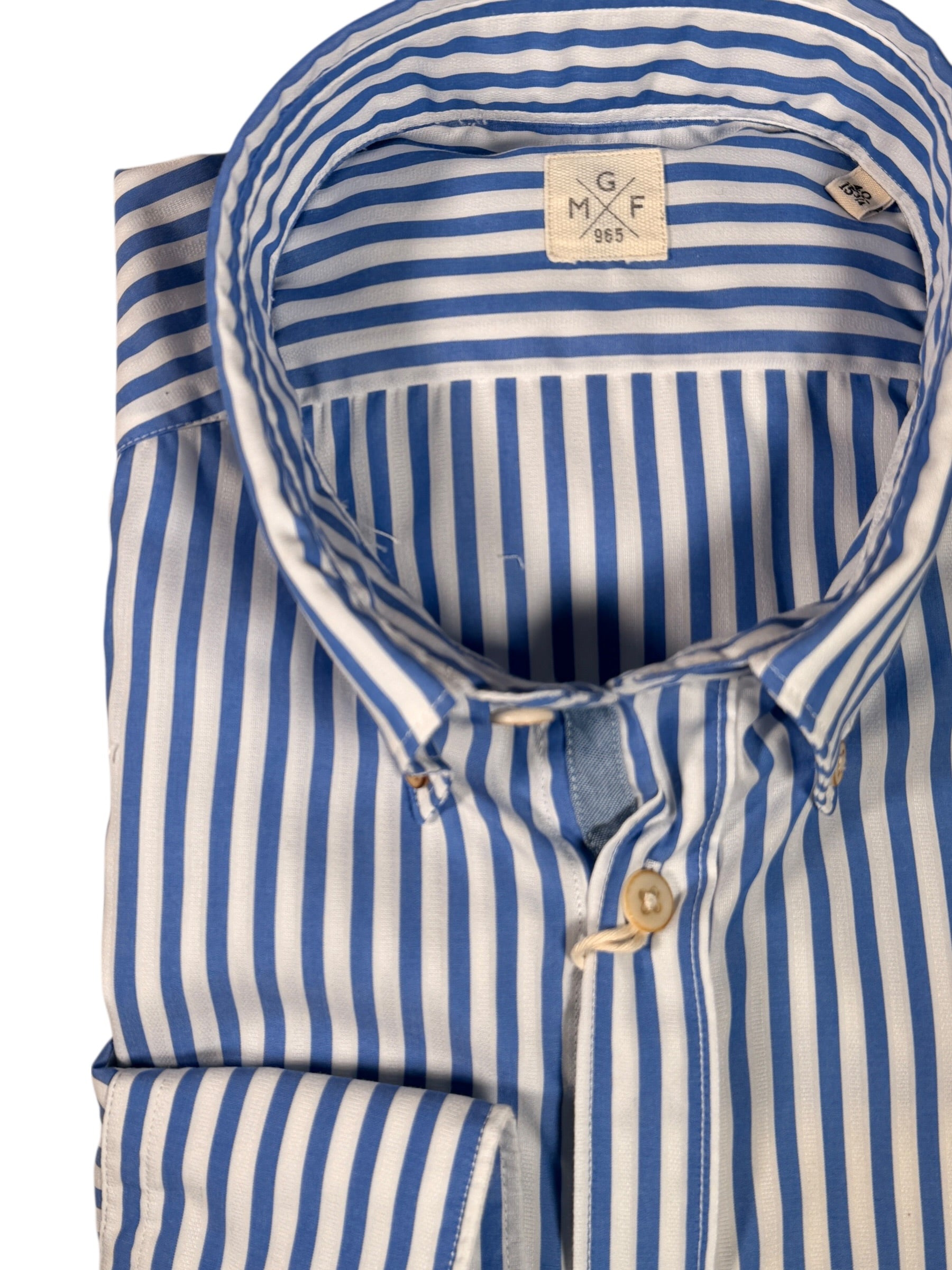 GMF 965 MEN'S COTTON SPORT SHIRT - ROYAL BLUE EVEN STRIPE