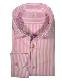 GMF 965 MEN'S COTTON SPORT SHIRT - PINK EVEN STRIPE