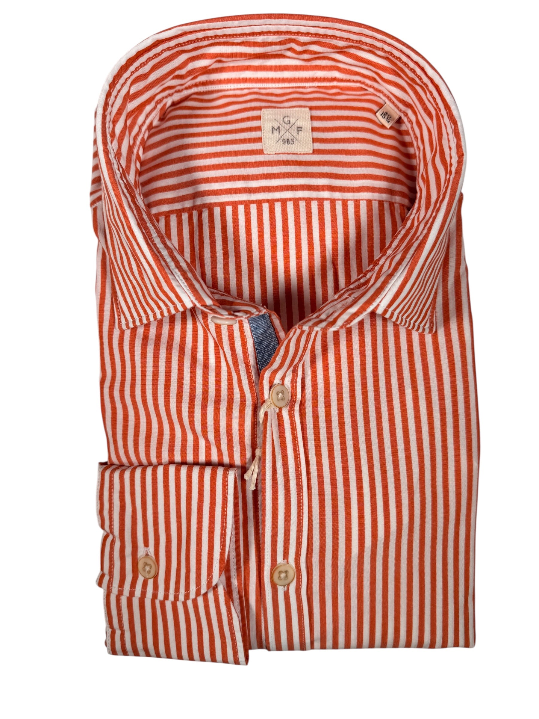 GMF 965 MEN'S COTTON SPORT SHIRT - ORANGE EVEN STRIPE