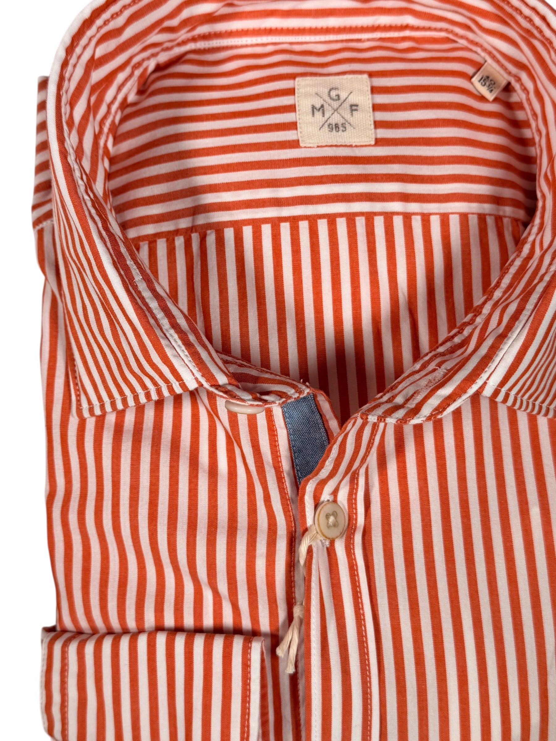 GMF 965 MEN'S COTTON SPORT SHIRT - ORANGE EVEN STRIPE