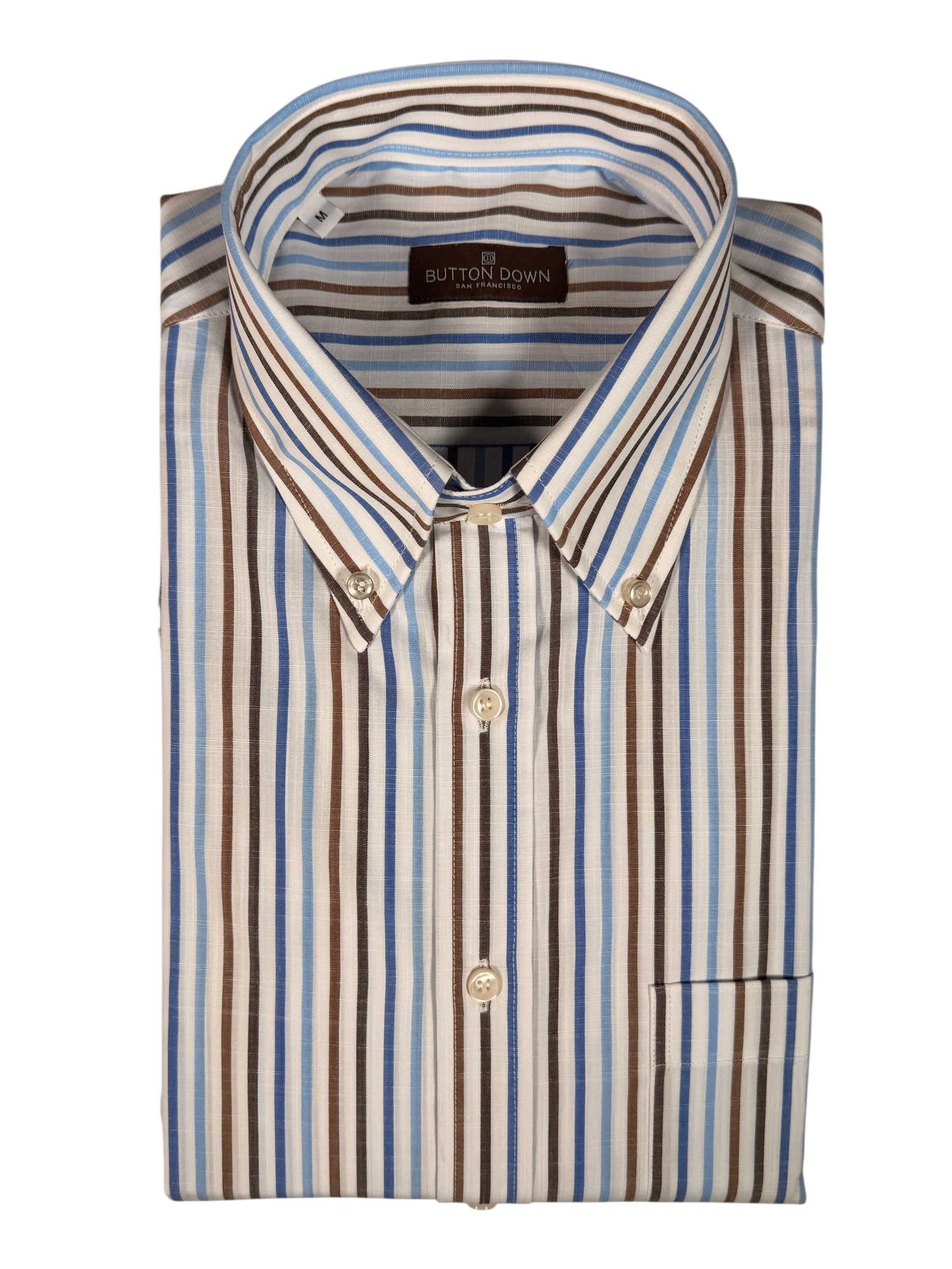 BUTTON DOWN SPORT SHIRT - BROWN QUADCOLOR STRIPE