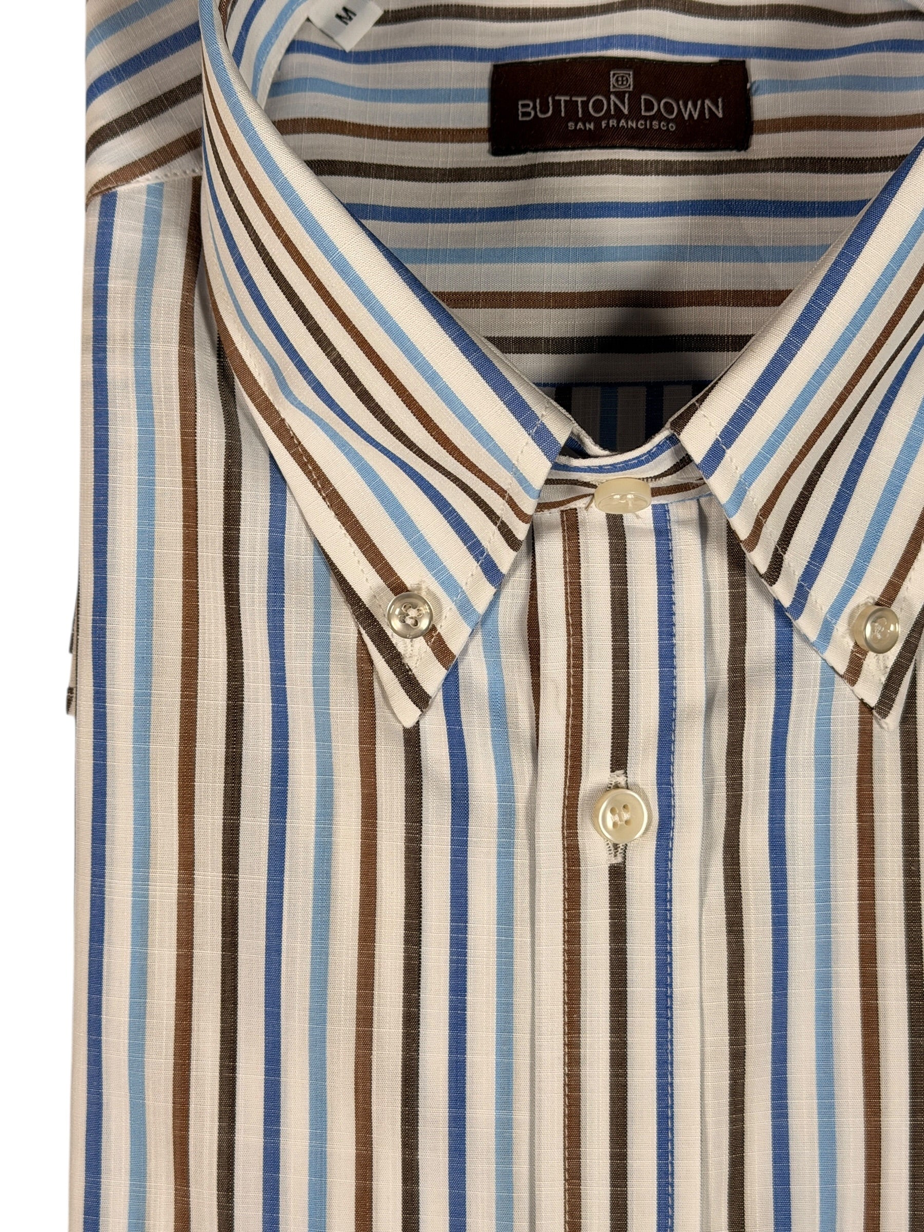 BUTTON DOWN SPORT SHIRT - BROWN QUADCOLOR STRIPE