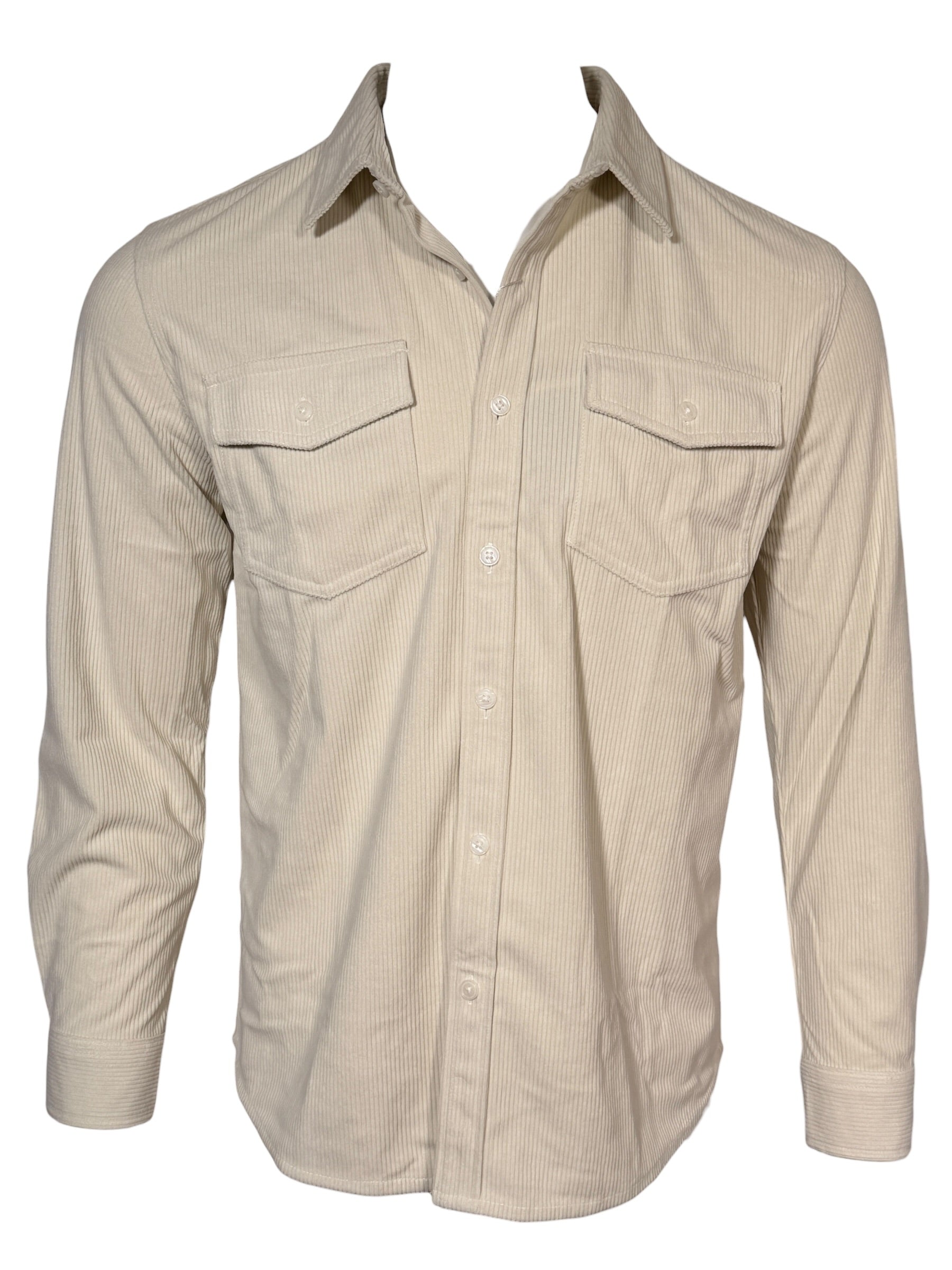 GEORG ROTH MEN'S STRETCH CORDUROY SHIRT JACKET - EGGSHELL