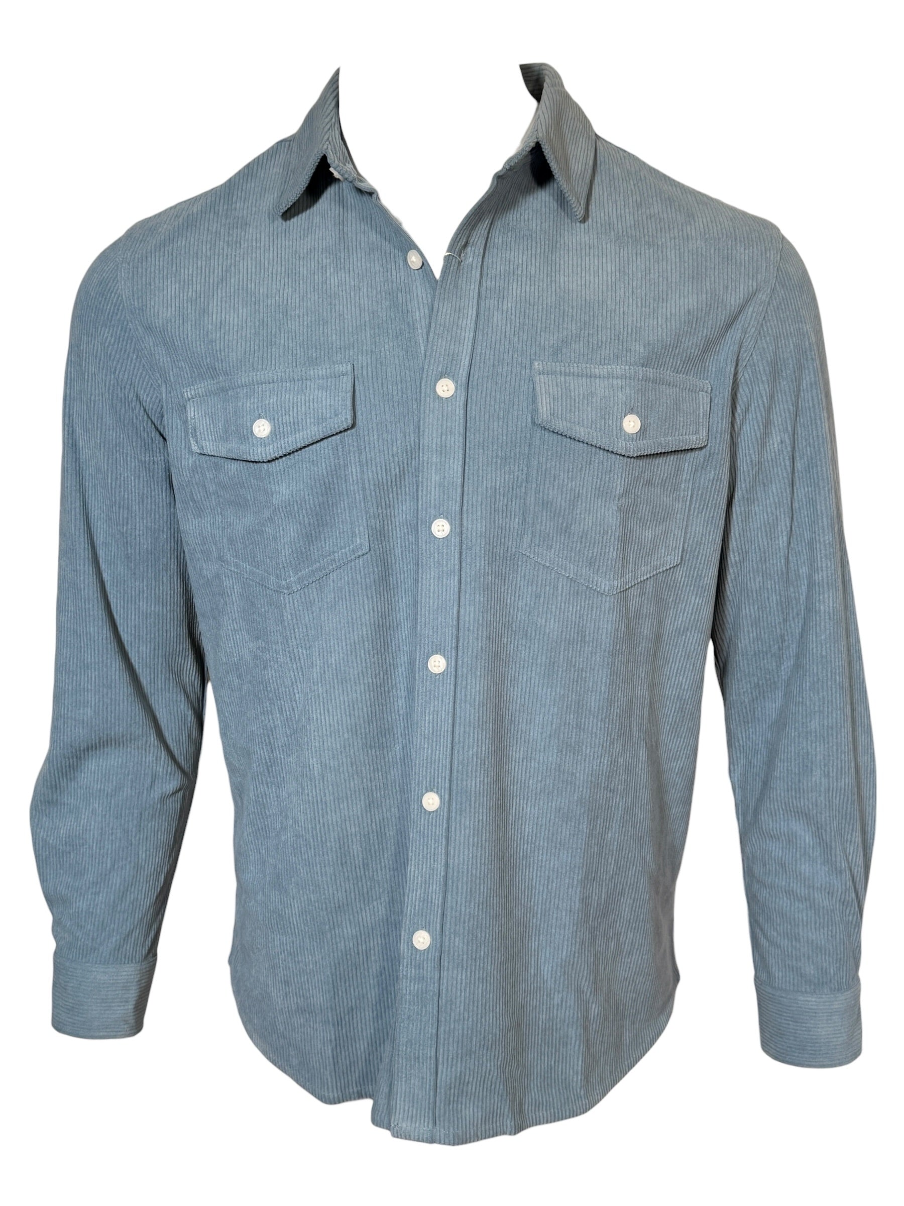 GEORG ROTH MEN'S STRETCH CORDUROY SHIRT JACKET - LIGHT BLUE