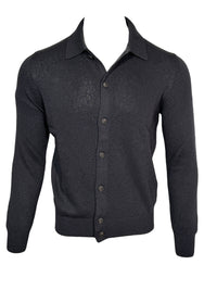 BUTTON DOWN COTTON/CASHMERE CARDIGAN - NAVY