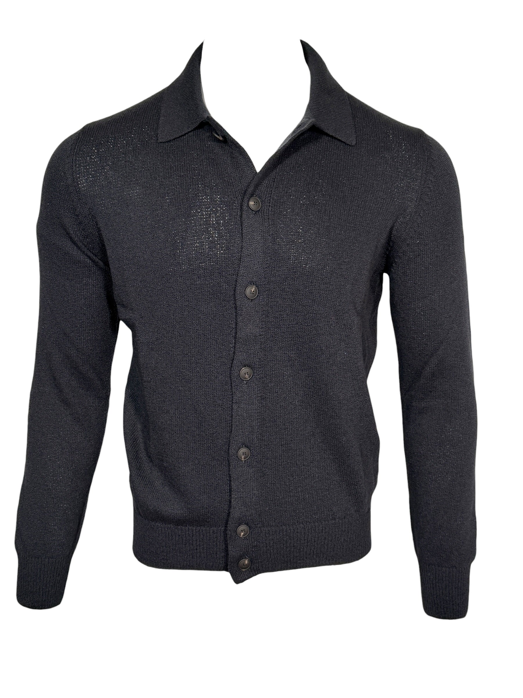BUTTON DOWN COTTON/CASHMERE CARDIGAN - NAVY