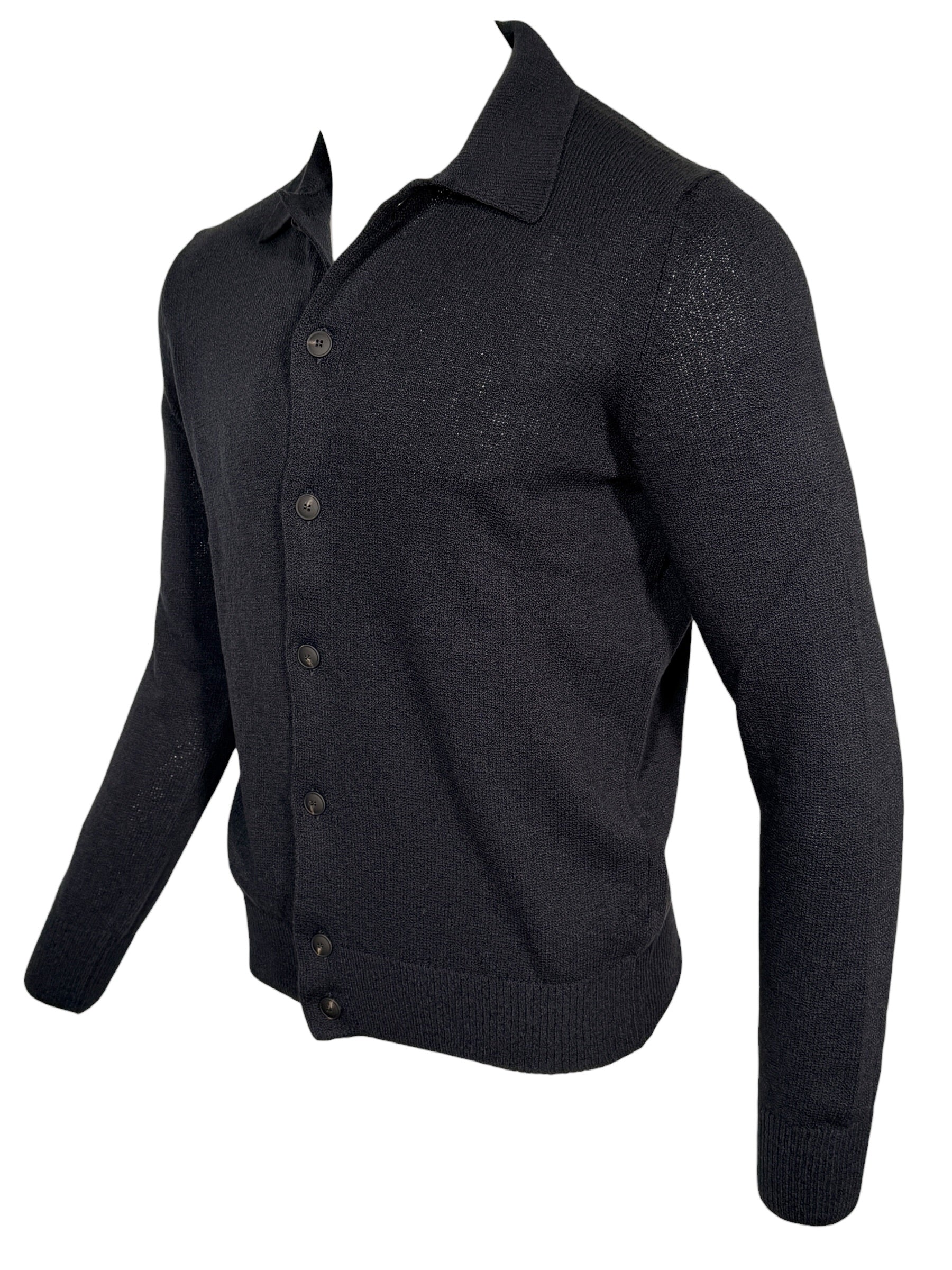 BUTTON DOWN COTTON/CASHMERE CARDIGAN - NAVY