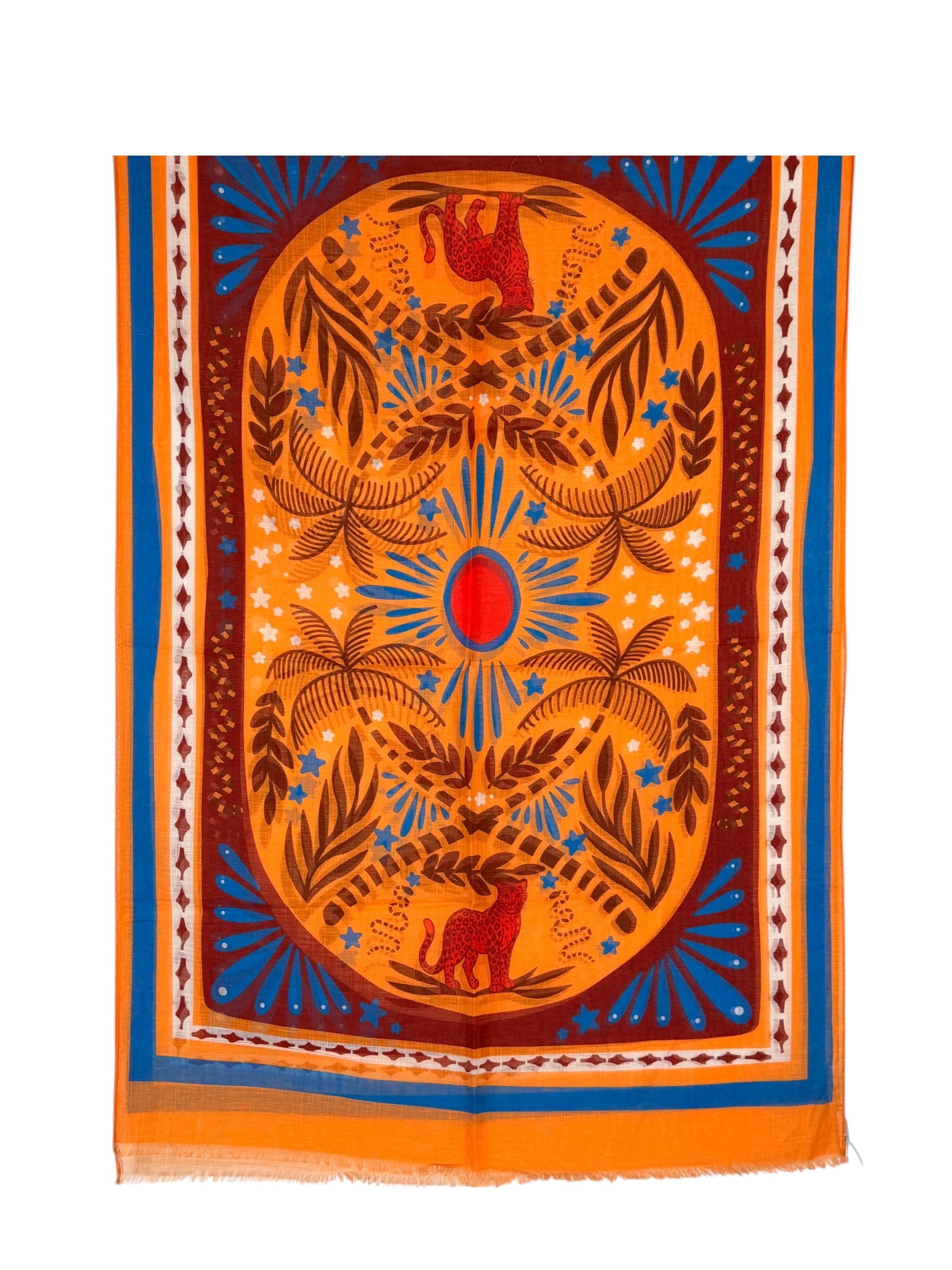 CALABRESE 1924 COTTON/LINEN SCARF - ORANGE JAGUAR