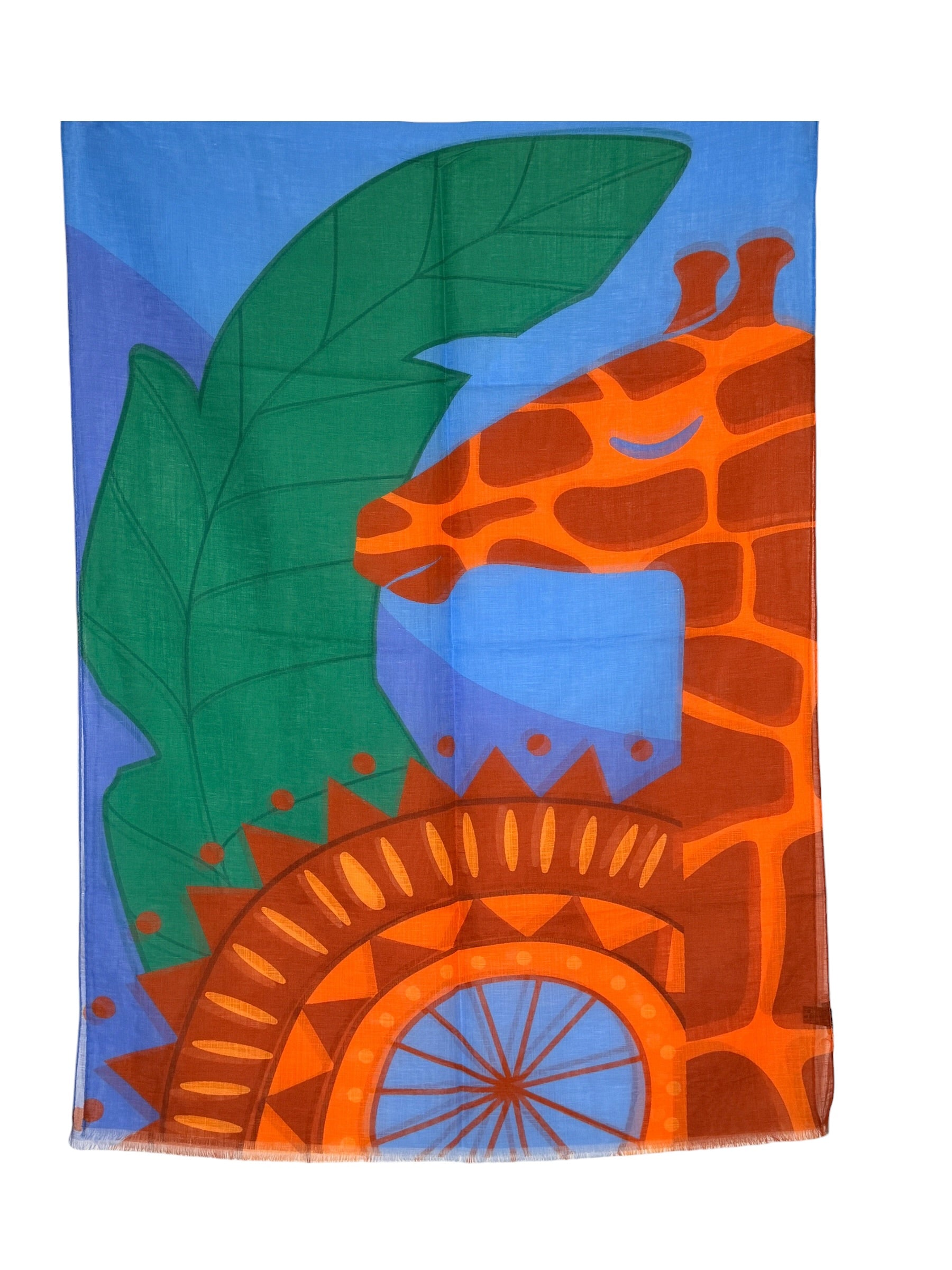 CALABRESE 1924 COTTON/LINEN SCARF - ORANGE GIRAFFE