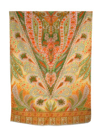 CALABRESE 1924 COTTON/LINEN SCARF - YELLOW AND GREEN STITCH PAISLEY